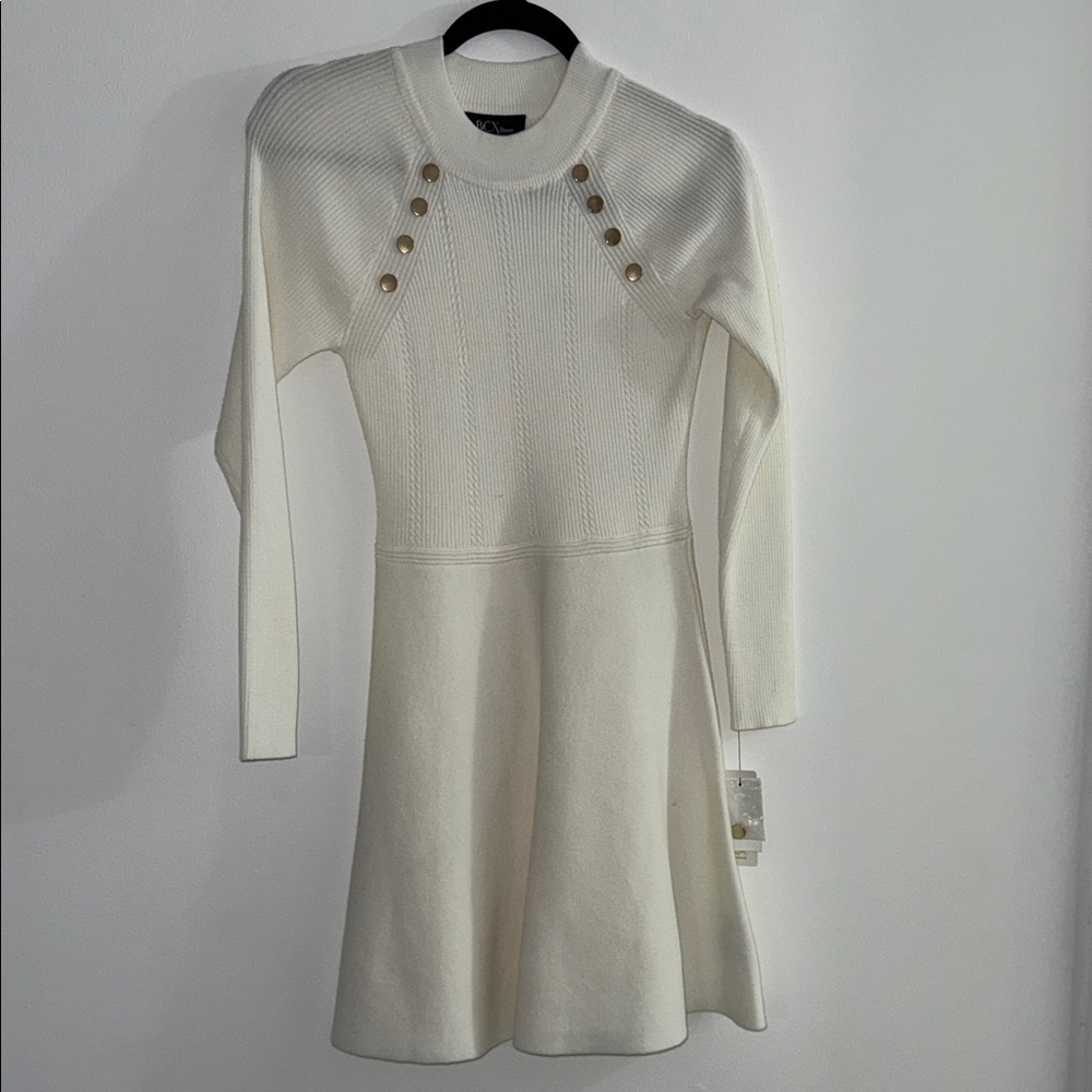 BCX White Ribbed Knit Dress